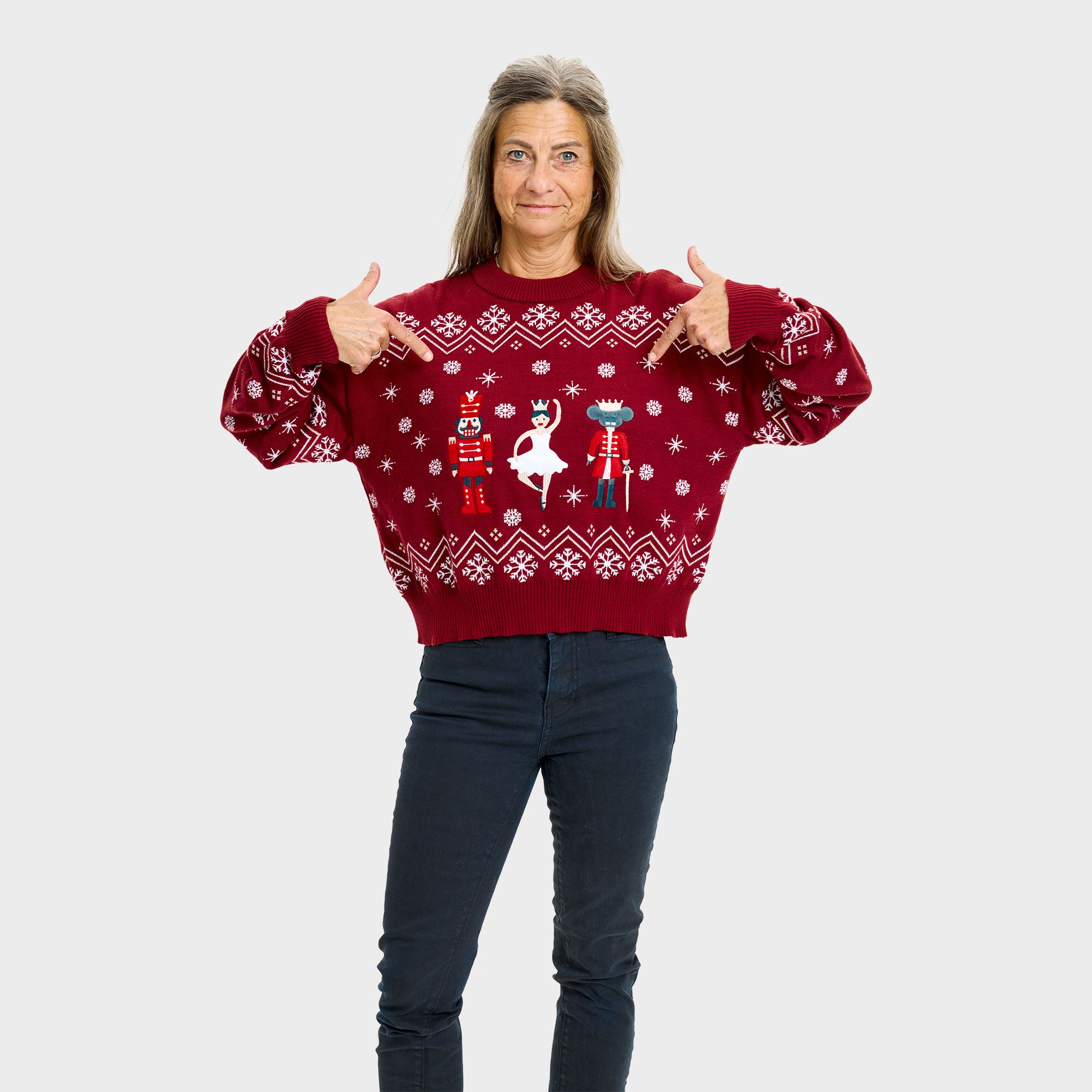 Nussknacker-artiger Weihnachtspullover - Damen